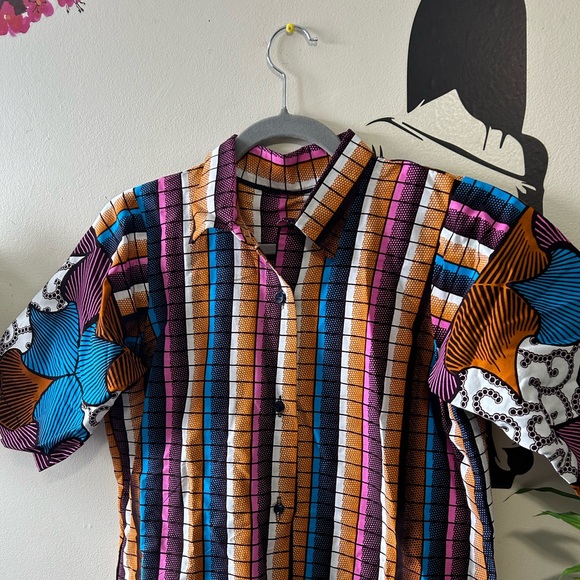 Colourful Ankara Button & Tie Dress - Picture 11 of 14